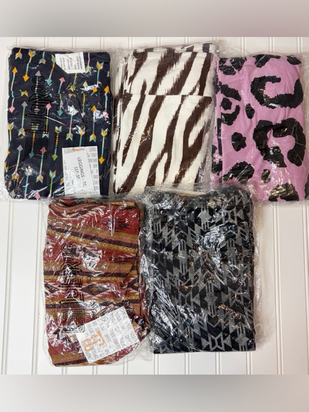 Assorted LuLaRoe Printed Leggings Bundle - Arrows, Zebra, Leopard & Geometric